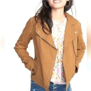 Old Navy Twill Moto Jacket for Women, camel color, size M-tall